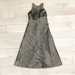 Halston Heritage Gold and Black Halter Sheath Cocktail Dress